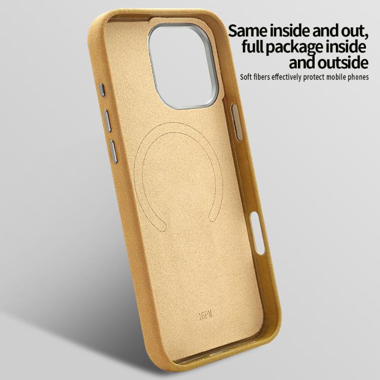 Funda VIETAO de piel sintética MagSafe de gamuza con soporte para iPhone 15 Pro (marrón café)