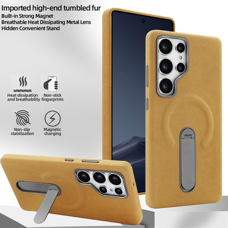 Funda VIETAO de piel sintética MagSafe con soporte para Samsung Galaxy S24 Ultra 5G (gris oscuro)