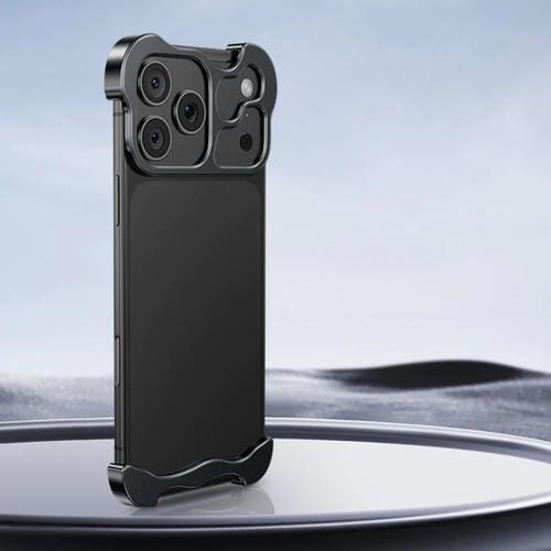 Funda para iPhone 17 Pro Max con esquinas metálicas sin marco y protector de lente (negro)