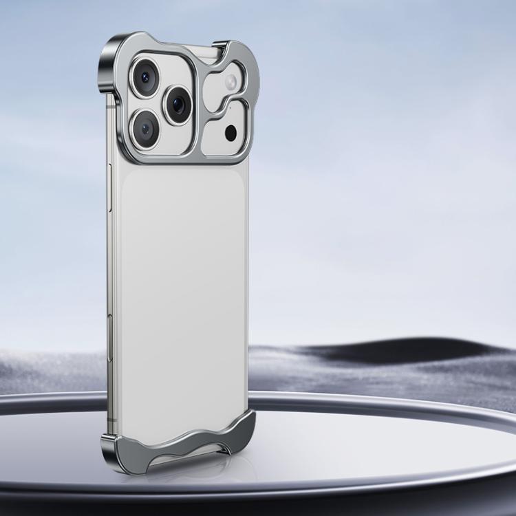 Funda para iPhone 17 Pro Max con esquinas metálicas sin marco y protector de lente (gris)