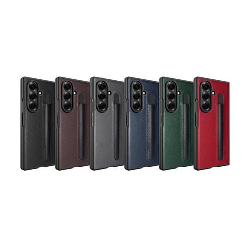 Funda para Samsung Galaxy Z Fold7 5G con diseño de lichi integrado, ranura para bolígrafo (sin bolígrafo) (negro)