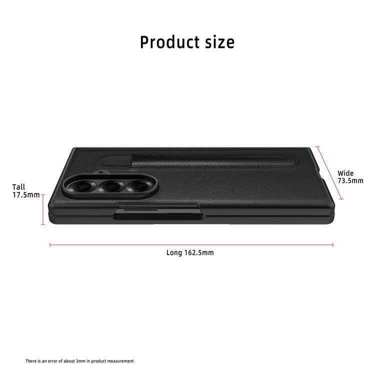 Funda para Samsung Galaxy Z Fold7 5G con diseño de lichi integrado, ranura para bolígrafo (sin bolígrafo) (rojo)