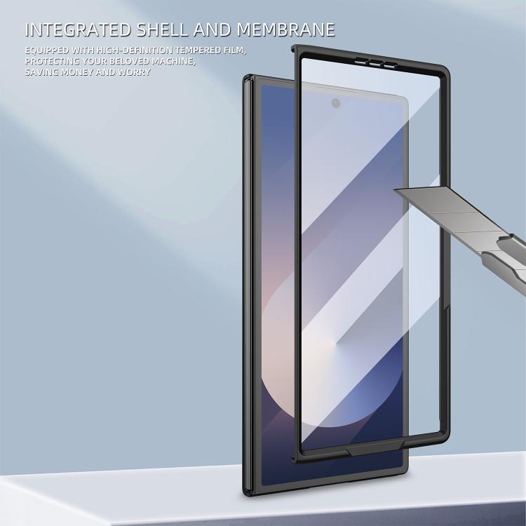 Funda para Samsung Galaxy Z Fold7 5G con diseño de lichi integrado, ranura para bolígrafo (sin bolígrafo) (azul)