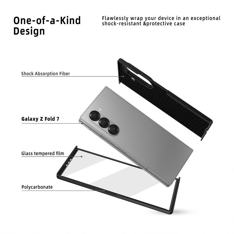 Funda para Samsung Galaxy Z Fold7 5G con soporte invisible integrado y correa de mano (negro y rojo)