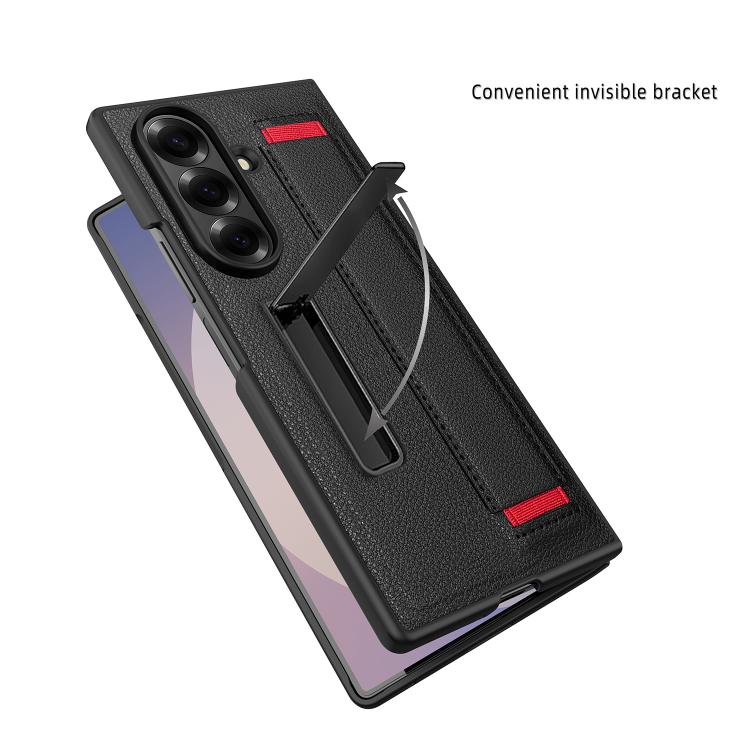Funda para Samsung Galaxy Z Fold7 5G con soporte invisible integrado y correa de mano (verde)