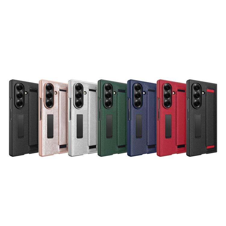 Funda para Samsung Galaxy Z Fold7 5G con soporte invisible integrado y correa de mano (roja)