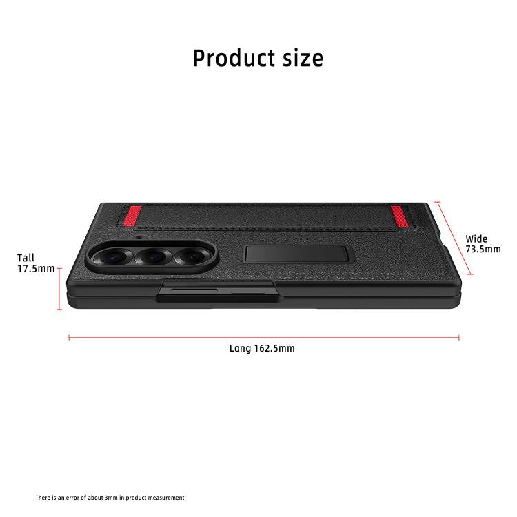 Funda para Samsung Galaxy Z Fold7 5G con soporte invisible integrado y correa de mano (roja)