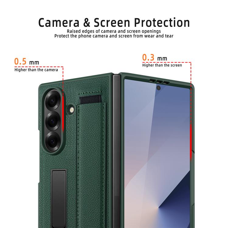 Funda para Samsung Galaxy Z Fold7 5G con soporte invisible integrado y correa de mano (roja)