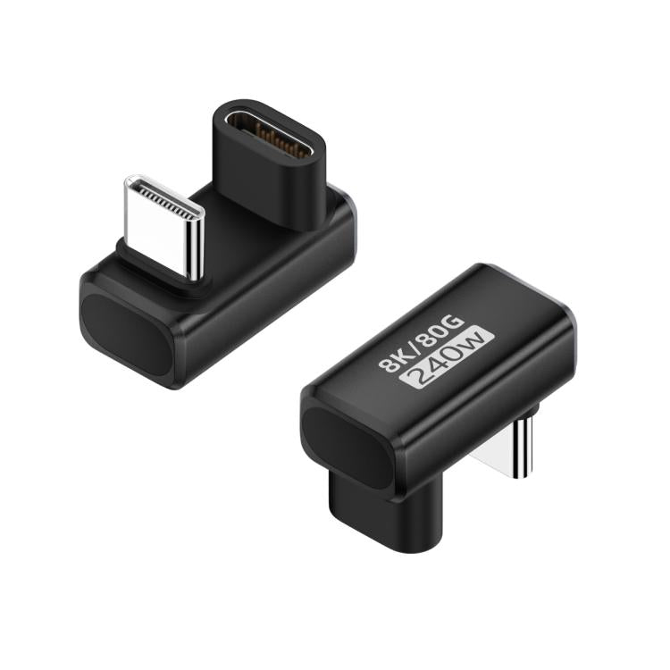 Adaptador tipo C de 240 W y 80 Gbps con todas las funciones, modelo: macho a hembra en forma de U (negro)
