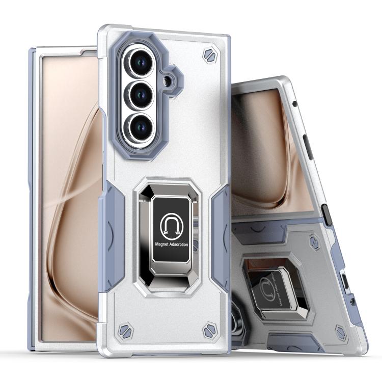 Funda protectora antideslizante y a prueba de golpes para Samsung Galaxy Z Fold7 con soporte para anillo (blanca)
