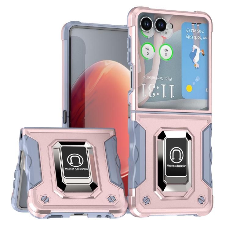 Funda protectora antideslizante y a prueba de golpes para Samsung Galaxy Z Flip7 con soporte para anillo (oro rosa)