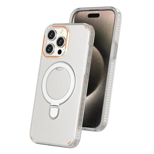 Funda para iPhone 15 Pro Max, colorida, 2 en 1, con soporte de anillo MagSafe (transparente)