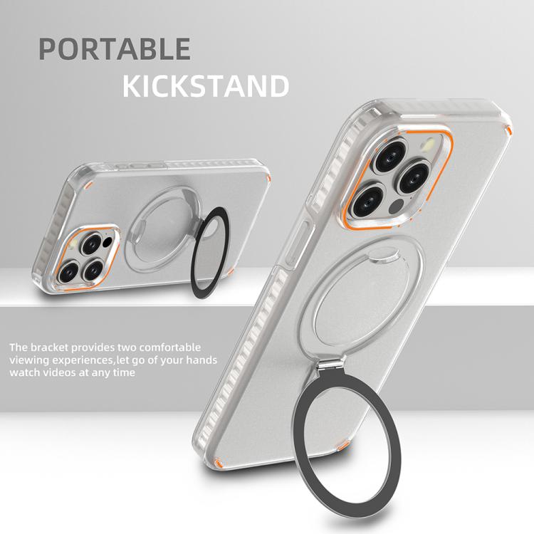 Funda para iPhone 15 Pro Max, colorida, 2 en 1, con soporte de anillo MagSafe (transparente)