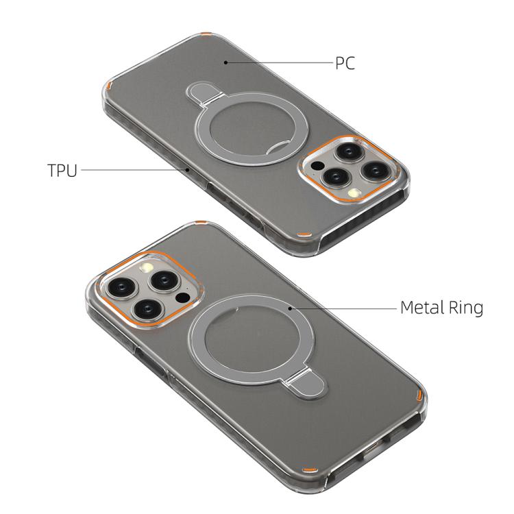Funda para iPhone 15 Pro Max, colorida, 2 en 1, con soporte de anillo MagSafe (transparente)