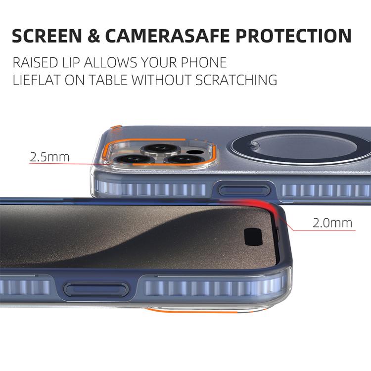 Funda para iPhone 15 Pro Max, colorida, 2 en 1, con soporte de anillo MagSafe (transparente)