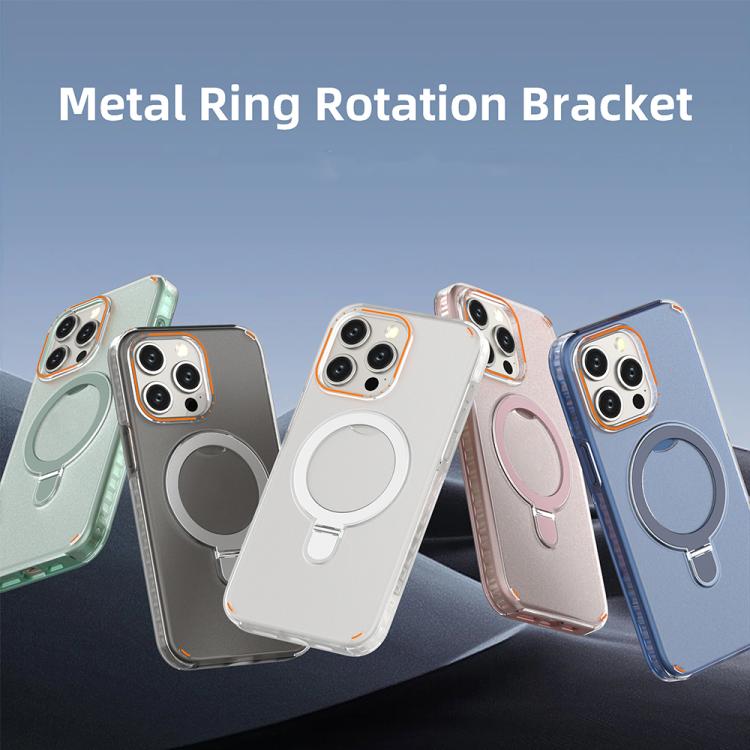 Funda colorida 2 en 1 con soporte de anillo MagSafe para iPhone 15 Pro Max (rosa)