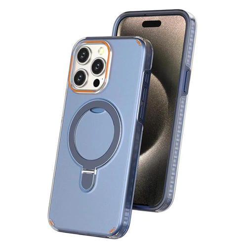 Funda colorida 2 en 1 con soporte de anillo MagSafe para iPhone 15 Pro Max (azul rey)
