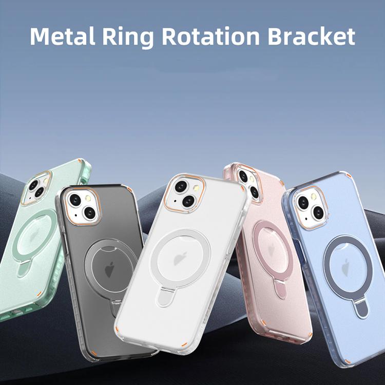 Funda colorida 2 en 1 con soporte de anillo MagSafe para iPhone 15 Plus (azul rey)