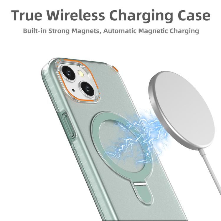 Funda colorida 2 en 1 con soporte de anillo MagSafe para iPhone 15 (rosa)