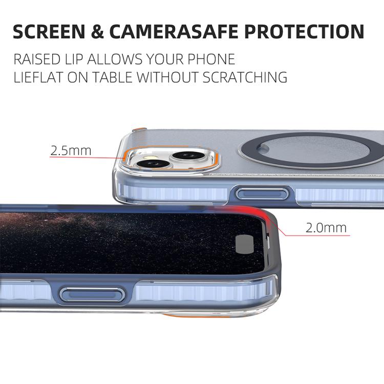 Funda colorida 2 en 1 con soporte de anillo MagSafe para iPhone 15 (azul rey)