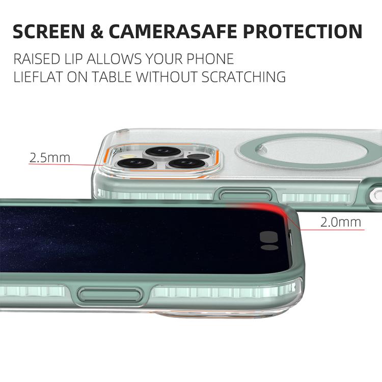 Funda colorida 2 en 1 con soporte de anillo MagSafe para iPhone 16 Pro Max (transparente)