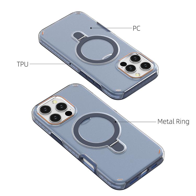 Funda colorida 2 en 1 con soporte de anillo MagSafe para iPhone 16 Pro Max (verde menta)