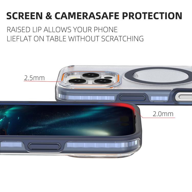 Funda colorida 2 en 1 con soporte de anillo MagSafe para iPhone 16 Pro (negro transparente)