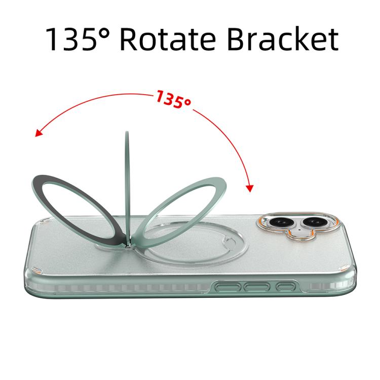 Funda colorida 2 en 1 con soporte de anillo MagSafe para iPhone 16 Plus (verde menta)