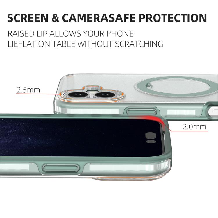 Funda colorida 2 en 1 con soporte de anillo MagSafe para iPhone 16 Plus (verde menta)