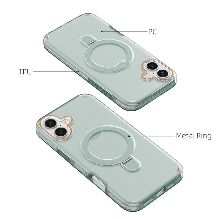Funda colorida 2 en 1 con soporte de anillo MagSafe para iPhone 16 Plus (azul rey)