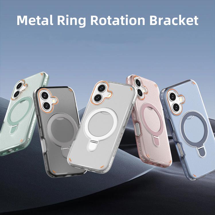 Funda colorida 2 en 1 con soporte de anillo MagSafe para iPhone 16 (azul rey)