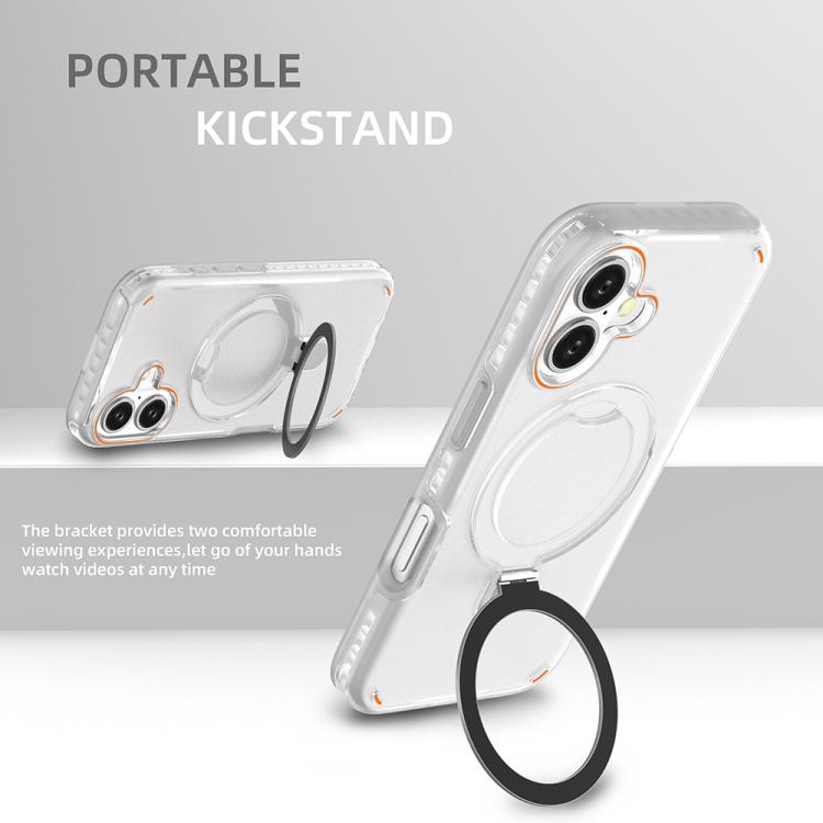 Funda colorida 2 en 1 con soporte de anillo MagSafe para iPhone 16 (azul rey)