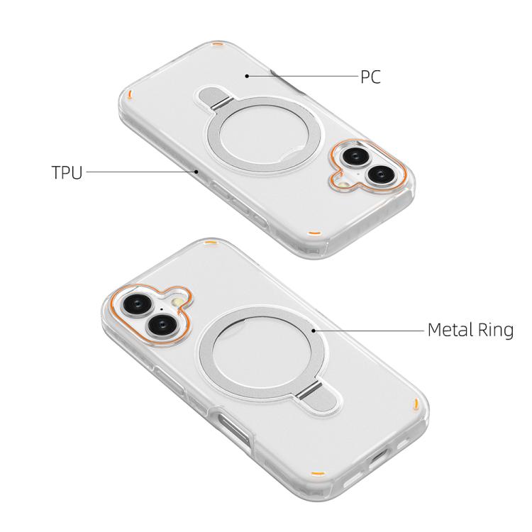 Funda colorida 2 en 1 con soporte de anillo MagSafe para iPhone 16 (azul rey)