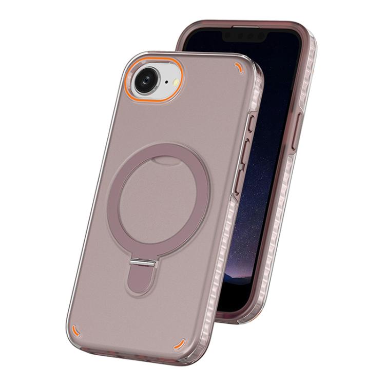 Funda colorida 2 en 1 con soporte de anillo MagSafe para iPhone 16e (rosa)