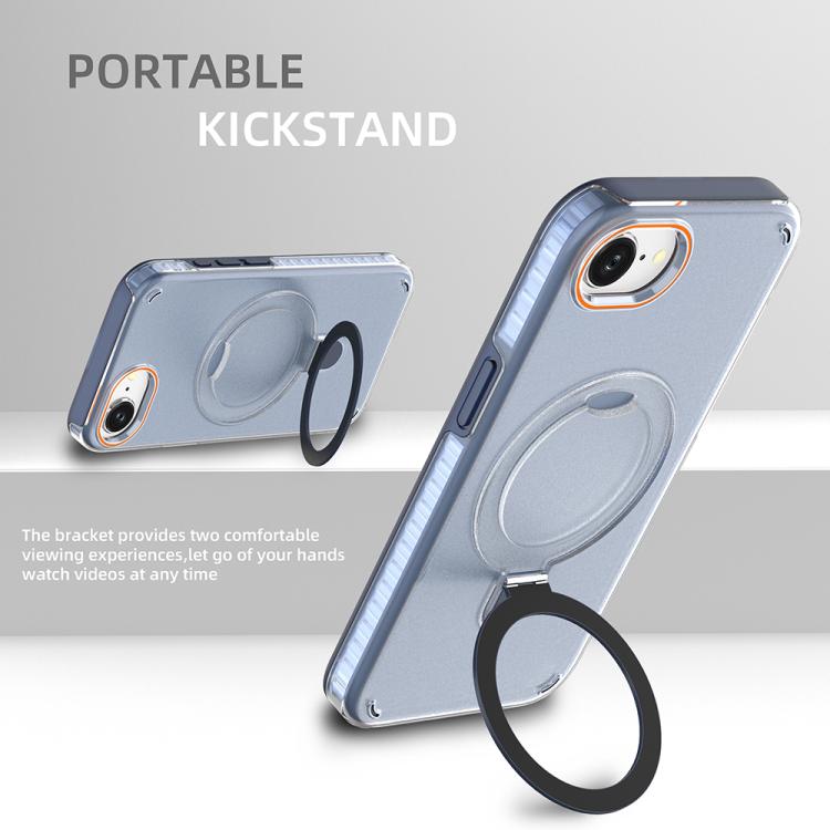 Funda colorida 2 en 1 con soporte de anillo MagSafe para iPhone 16e (azul rey)