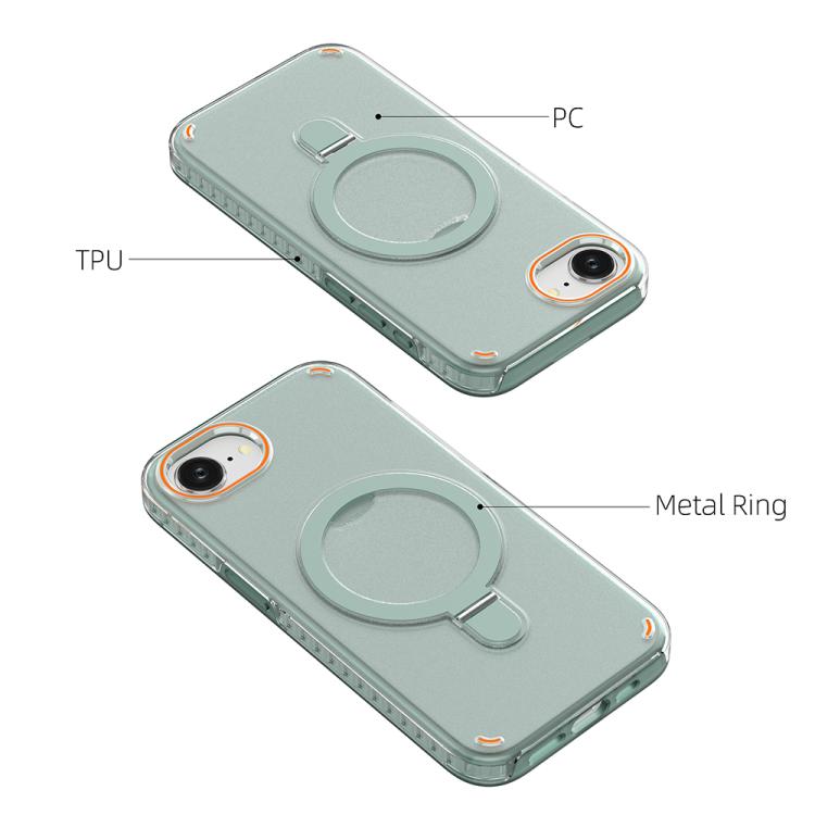 Funda colorida 2 en 1 con soporte de anillo MagSafe para iPhone 16e (azul rey)