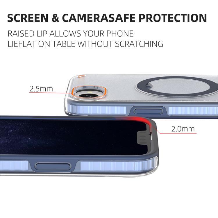 Funda colorida 2 en 1 con soporte de anillo MagSafe para iPhone 16e (azul rey)