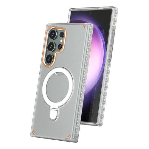 Funda para Samsung Galaxy S24 Ultra 5G, colorida, 2 en 1, con soporte de anillo MagSafe (transparente)