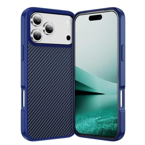 Funda MagSafe con textura de fibra de carbono y tacto suave para iPhone 17 Pro (azul)