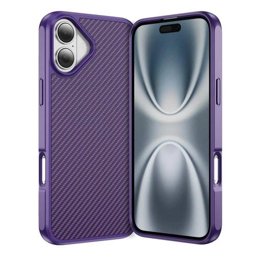 Funda MagSafe con textura de fibra de carbono y tacto suave para iPhone 16 Plus (morado)
