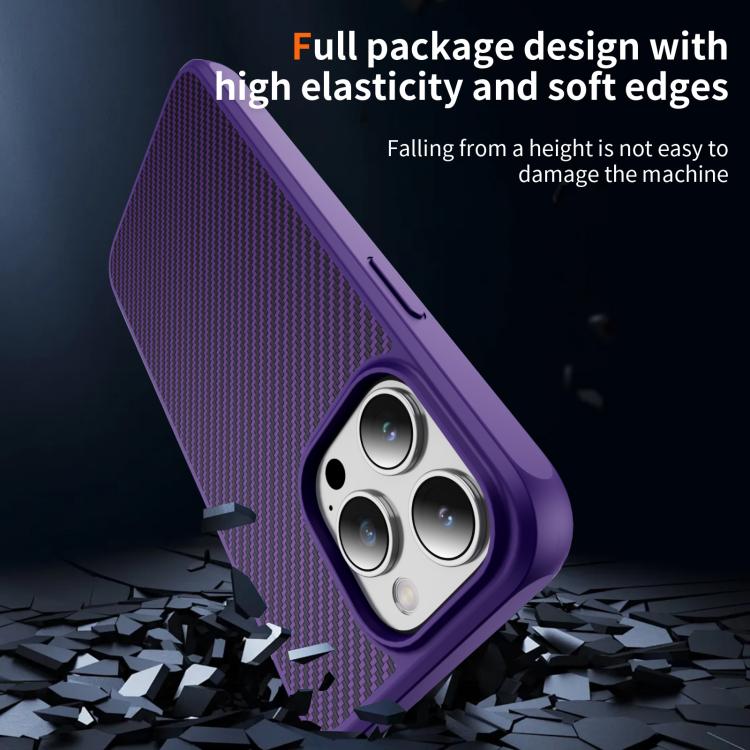 Funda MagSafe con textura de fibra de carbono y tacto suave para iPhone 15 Pro Max (morado)
