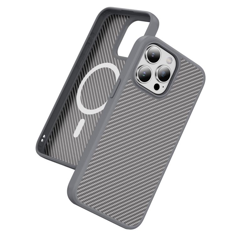For iPhone 15 Pro Carbon Fiber Texture Skin-feel MagSafe Phone Case(Grey)