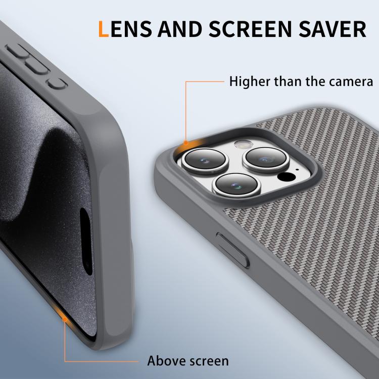 For iPhone 15 Pro Carbon Fiber Texture Skin-feel MagSafe Phone Case(Grey)