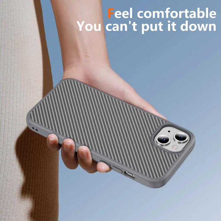 For iPhone 15 Plus Carbon Fiber Texture Skin-feel MagSafe Phone Case(Grey)