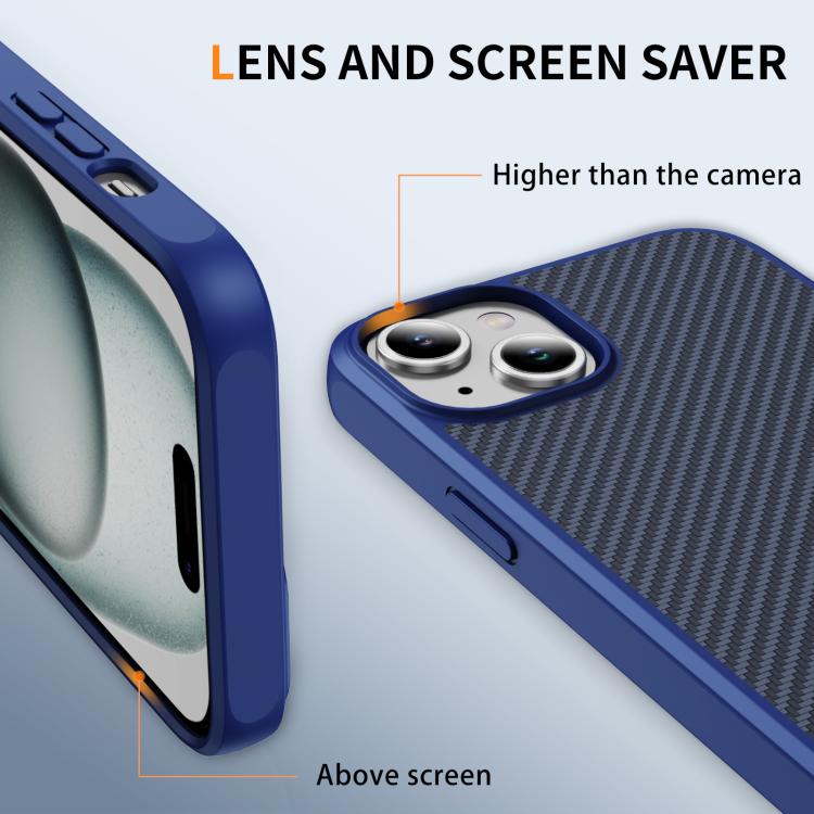 For iPhone 15 Carbon Fiber Texture Skin-feel MagSafe Phone Case(Blue)