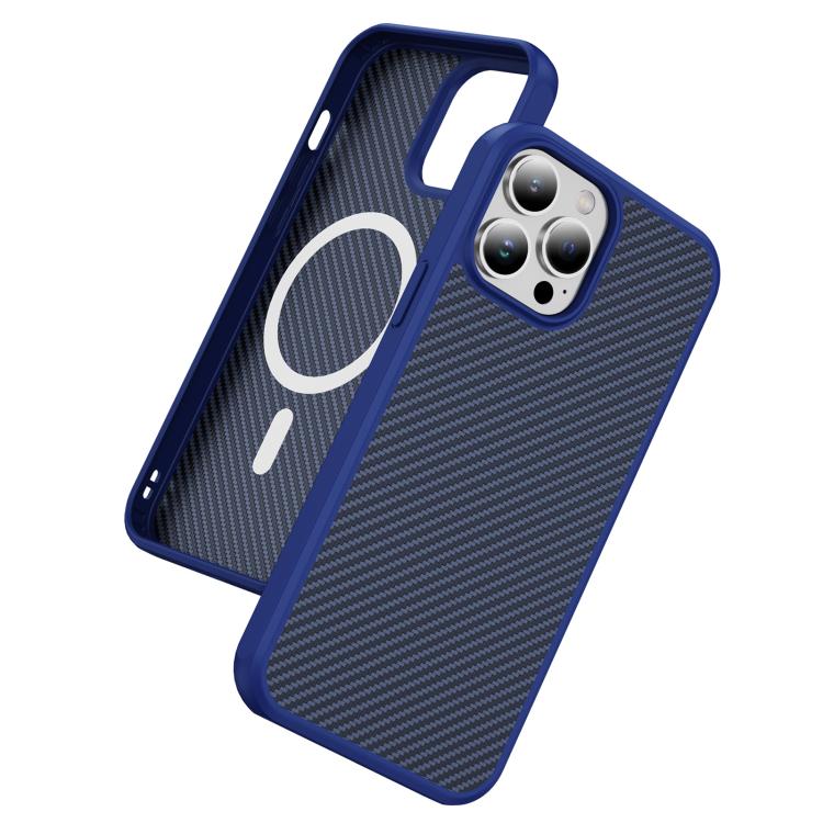 Funda MagSafe con textura de fibra de carbono y tacto suave para iPhone 13 Pro (azul)