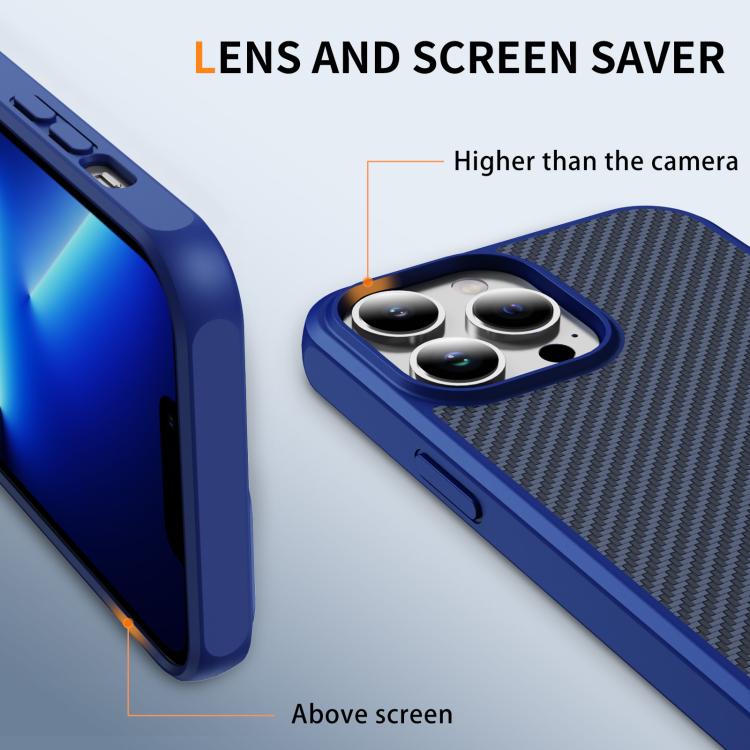 Funda MagSafe con textura de fibra de carbono y tacto suave para iPhone 13 Pro (azul)