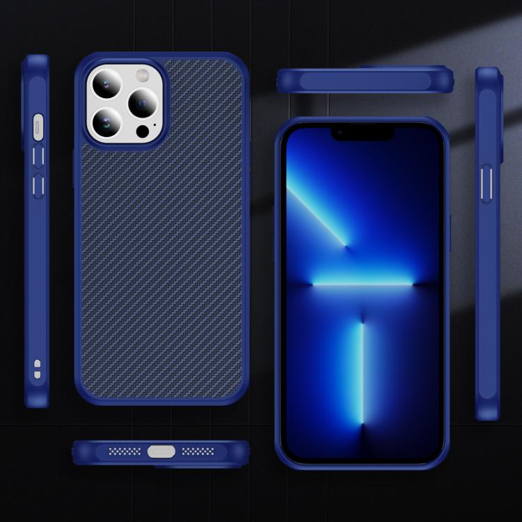 Funda MagSafe con textura de fibra de carbono y tacto suave para iPhone 13 Pro (azul)