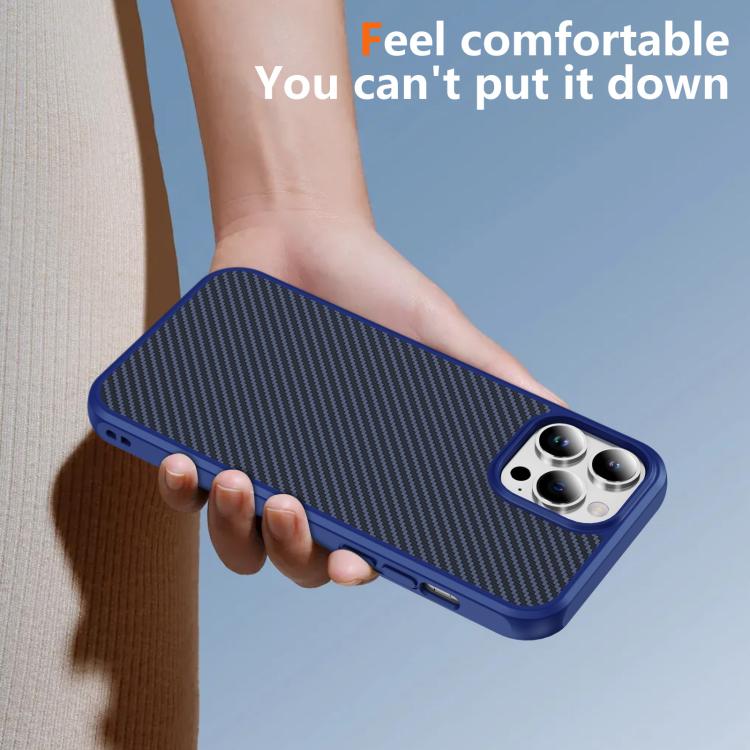 Funda MagSafe con textura de fibra de carbono y tacto suave para iPhone 13 Pro (azul)