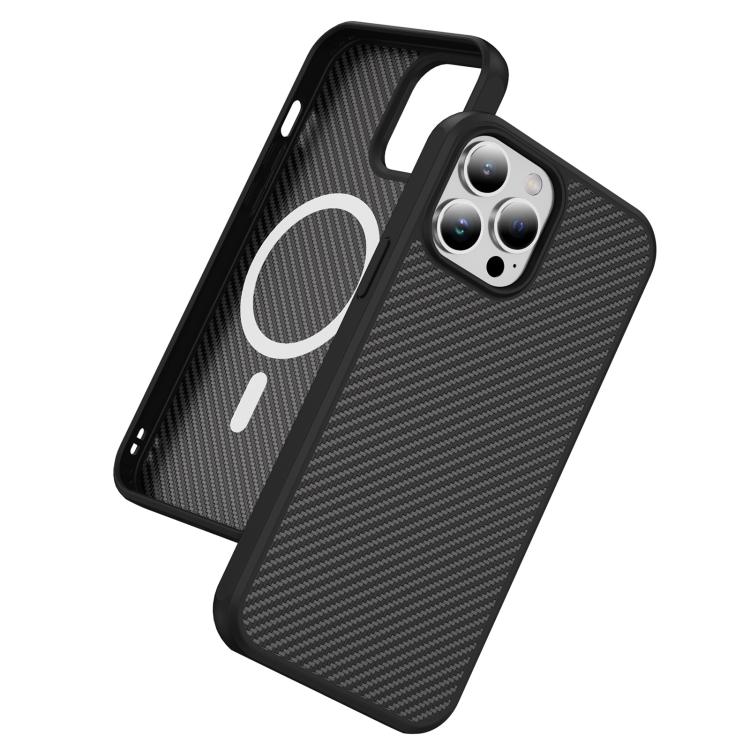 Funda MagSafe con textura de fibra de carbono y tacto suave para iPhone 13 Pro (negra)
